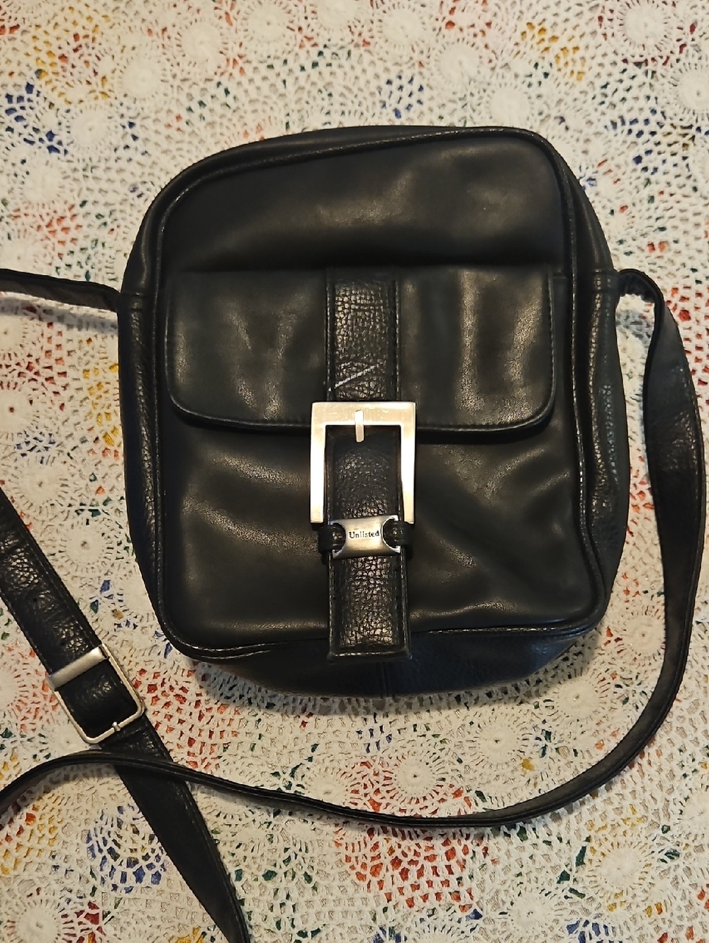 Unlisted By Kenneth Cole Black Leather Crossbody Bag